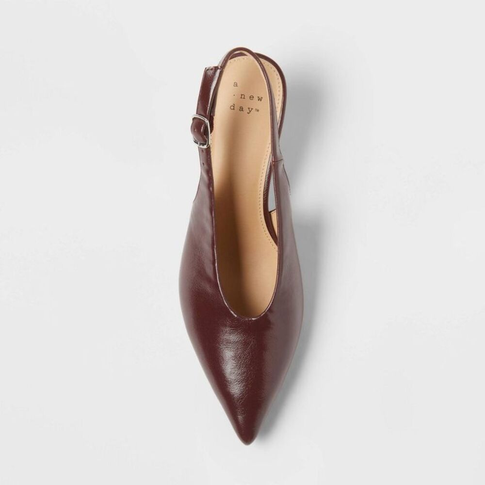 Women’s Samantha Sling Back Kitten Heels – A New Day Burgundy 9 - Picture 3 of 4